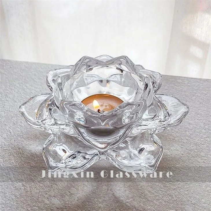 Glass Lotus Tealight Holder(4)(001)