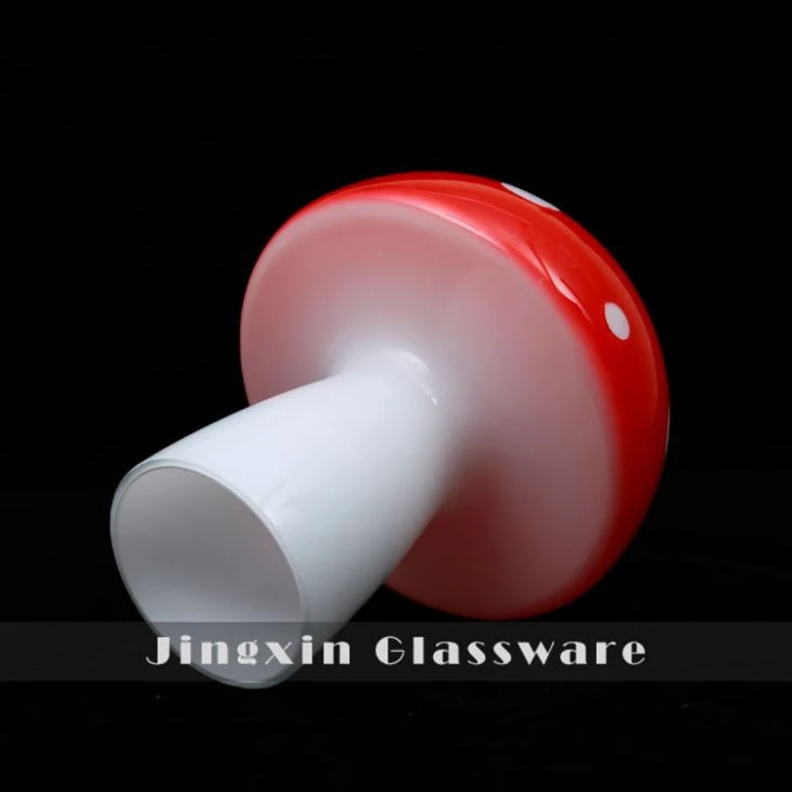 Red Color Mushroom Glass Lamp Shade For Table Light